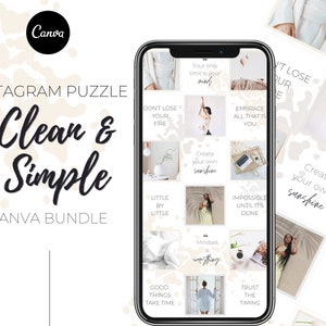 CLEAN & SIMPLE Instagram Puzzle Template | 18 Instagram Posts | Instagram Templates | Canva Instagram Post Templates