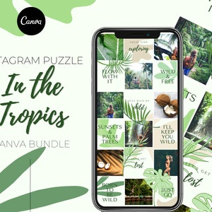 IN THE TROPICS Instagram Puzzle Template | 18 Instagram Posts | Instagram Templates | Canva Instagram Post Templates
