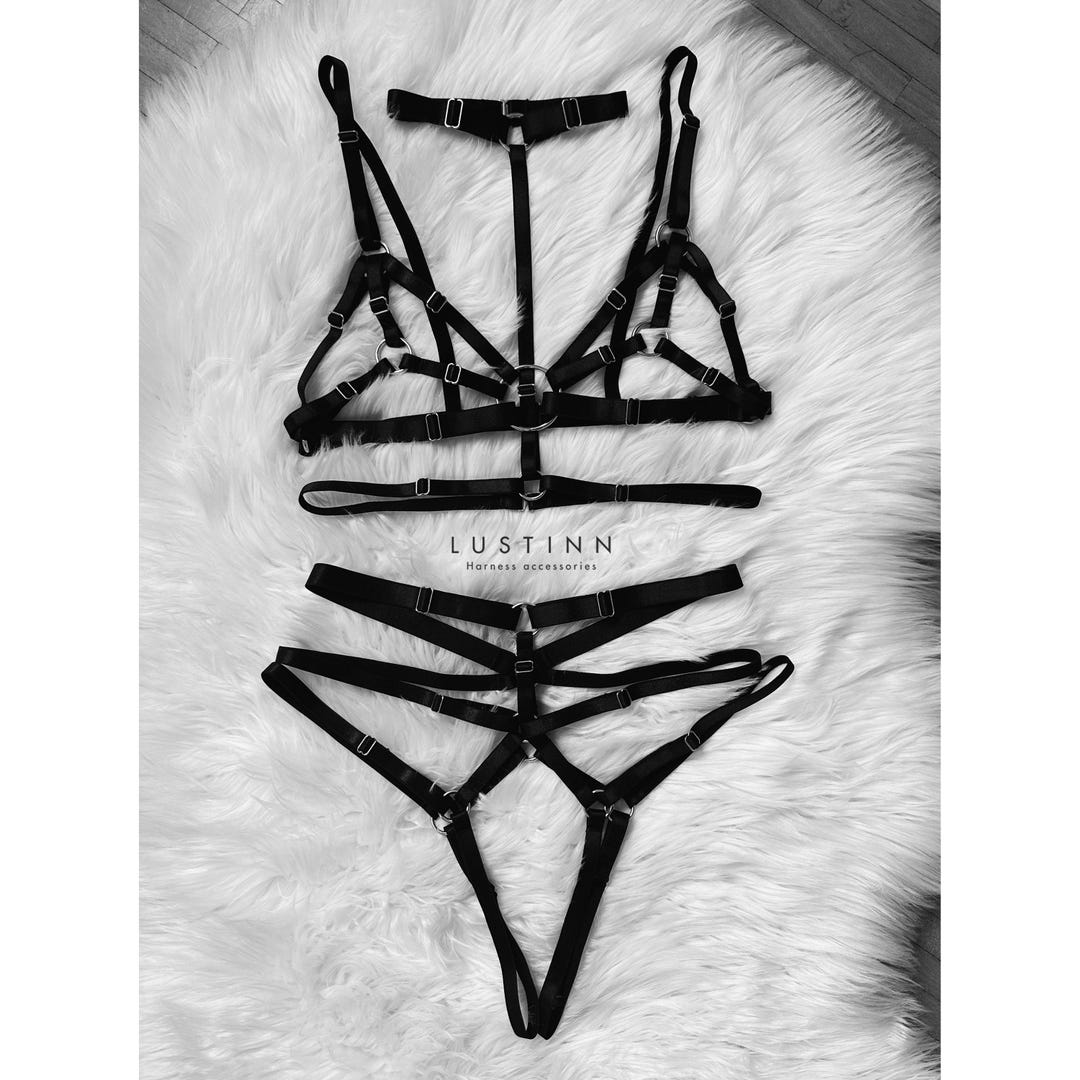 Bdsm Lingerie Set, Black Lingerie Set, Harness Women Lingerie, Lingeri Gift, Luxury Lingerie