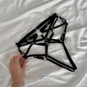 See through lingeries with open panty KATY, Custome made lingerie strappy