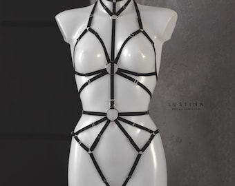 Black lingerie set SELENA Full body harness set
