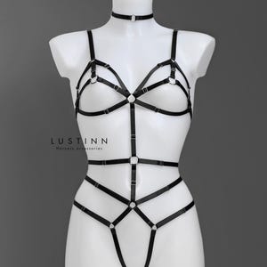 Black harness bodysuit RANDY, Custom lingerie harness