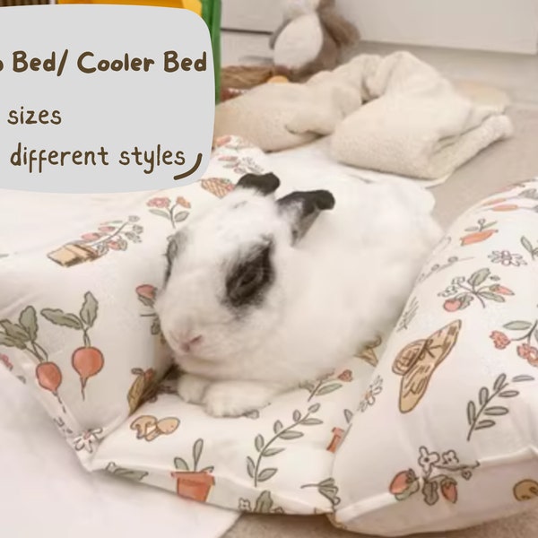Zipped White Garden Bunny Rabbit Lounger Pillow Bed/ Cool Bed/ Rabbit Pet Pillow/ Bunny Flop Bed/ Burrow Snuggle Bed