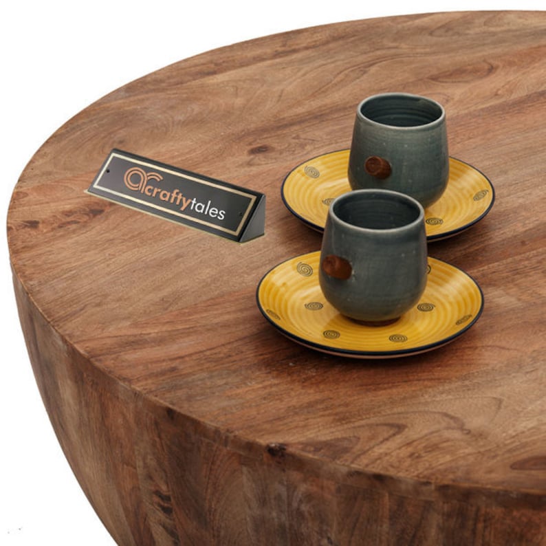 Drum Coffee Table Mango Wood Coffee Table Solid Wood Drum Etsy