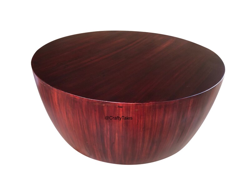 Mahogany Drum Coffee Table Wooden Round Coffee Table Unique Etsy