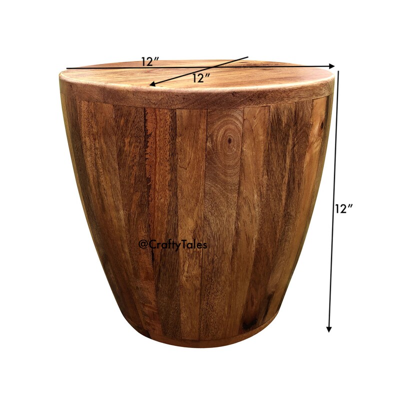 Drum Coffee Table Mango Wood Coffee Table Solid Wood Drum Etsy