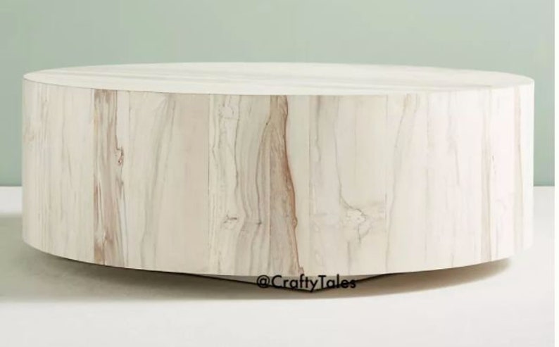 White Drum Coffee Table Solid Wood Coffee Table Round Coffee - Etsy