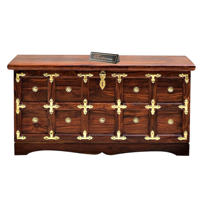 Traditional Indian New arrival Trunk Max 56% OFF Brass Box Vintage Coffee Table