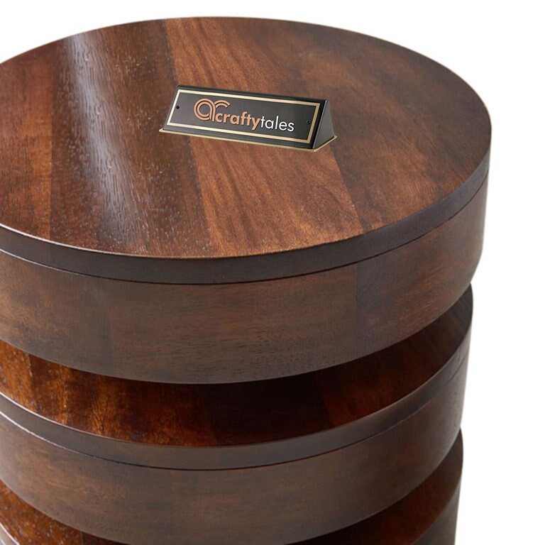 Floating Disks Side Table Dark Walnut End Table Wood Etsy