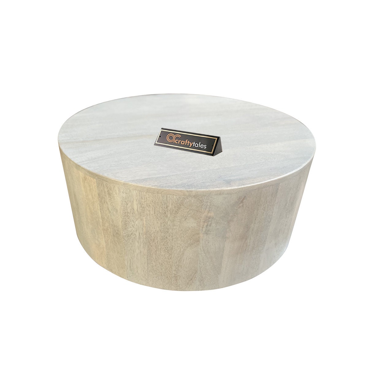 White Drum Coffee Table Solid Wood Coffee Table Round Coffee Etsy