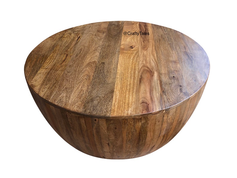 Handcrafted Drum Coffee Table Mango Wood Coffee Table Round Etsy