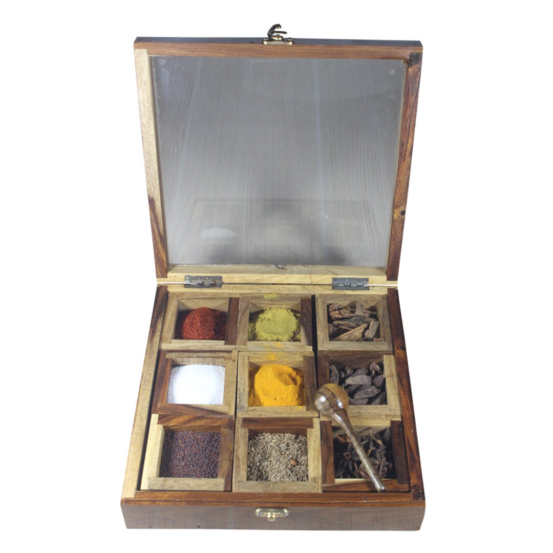 Massivholz Gewürzdose mit 09 Behältern & 01 Holzlöffel Masala | Etsy