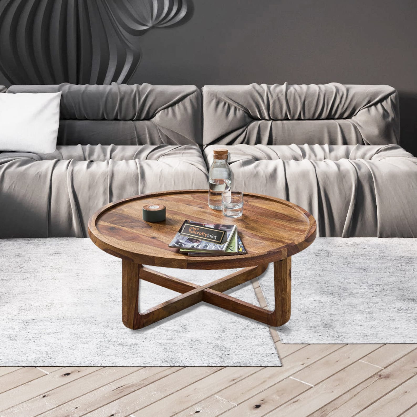 Solid Wood Curved Coffee Table Indian Handicrafts Wooden Etsy