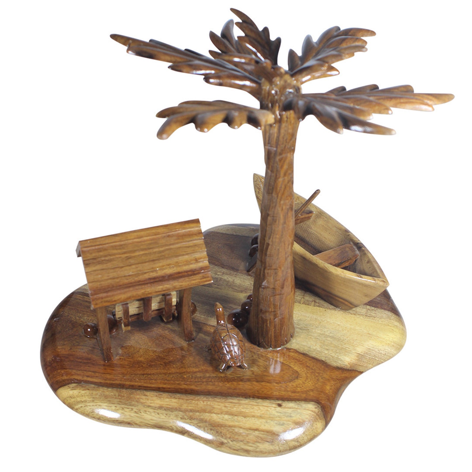 Unique Wooden Hand Carved Decor Palm Tree Home Decor Etsy