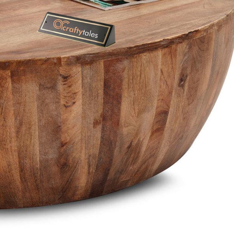 Drum Coffee Table Mango Wood Coffee Table Solid Wood Drum Etsy