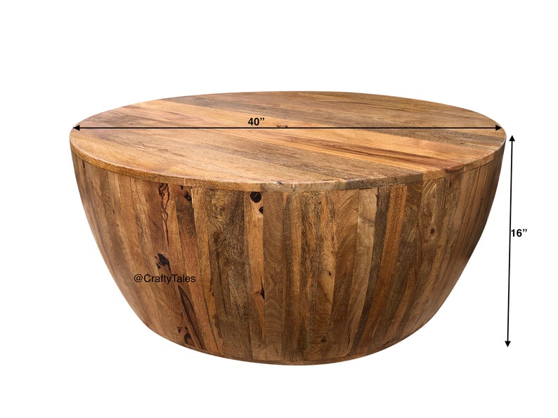 Handcrafted Drum Coffee Table Mango Wood Coffee Table Round Etsy
