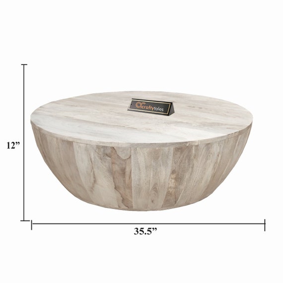 Wood round 2024 drum coffee table
