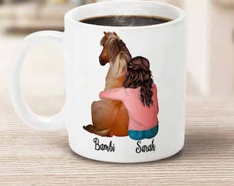 Personalised horse mug/Horse lover gift/Gift for equestrian/Horse owner gift/Horse and rider gift/Horse mug/Gift with horse