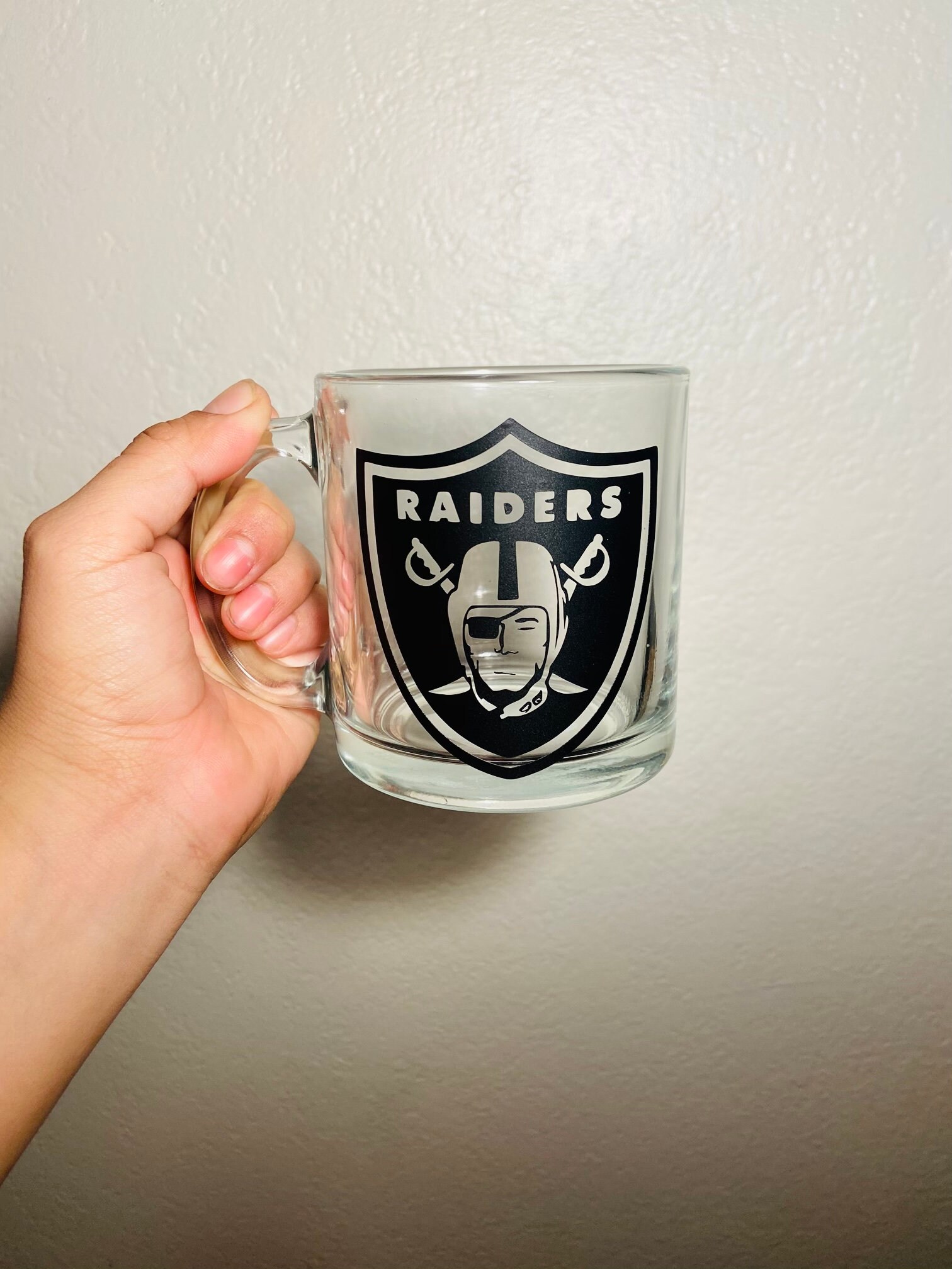 Clear Glass Raiders Coffee Mug // Sports Team Coffee Mug // Etsy