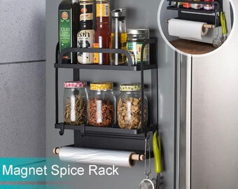 Magnetic Rack Organizer Spice Storage Shelf Kitchen Refrigerator Holder Tool