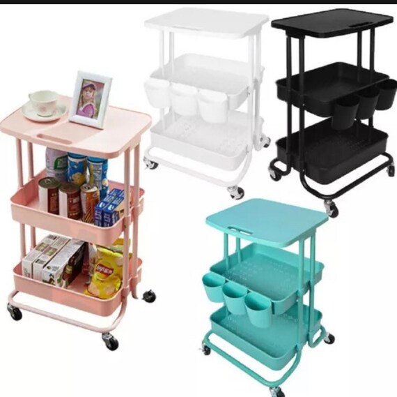 Foldable Storage Trolley Cart Rolling Utility Cart Storage Shelf Rack On Wheels Trolley Organizer for Office Kitchen Bedroom Bathroom Laundry Room /& Dressers 45 X 29.5 X 77 cm