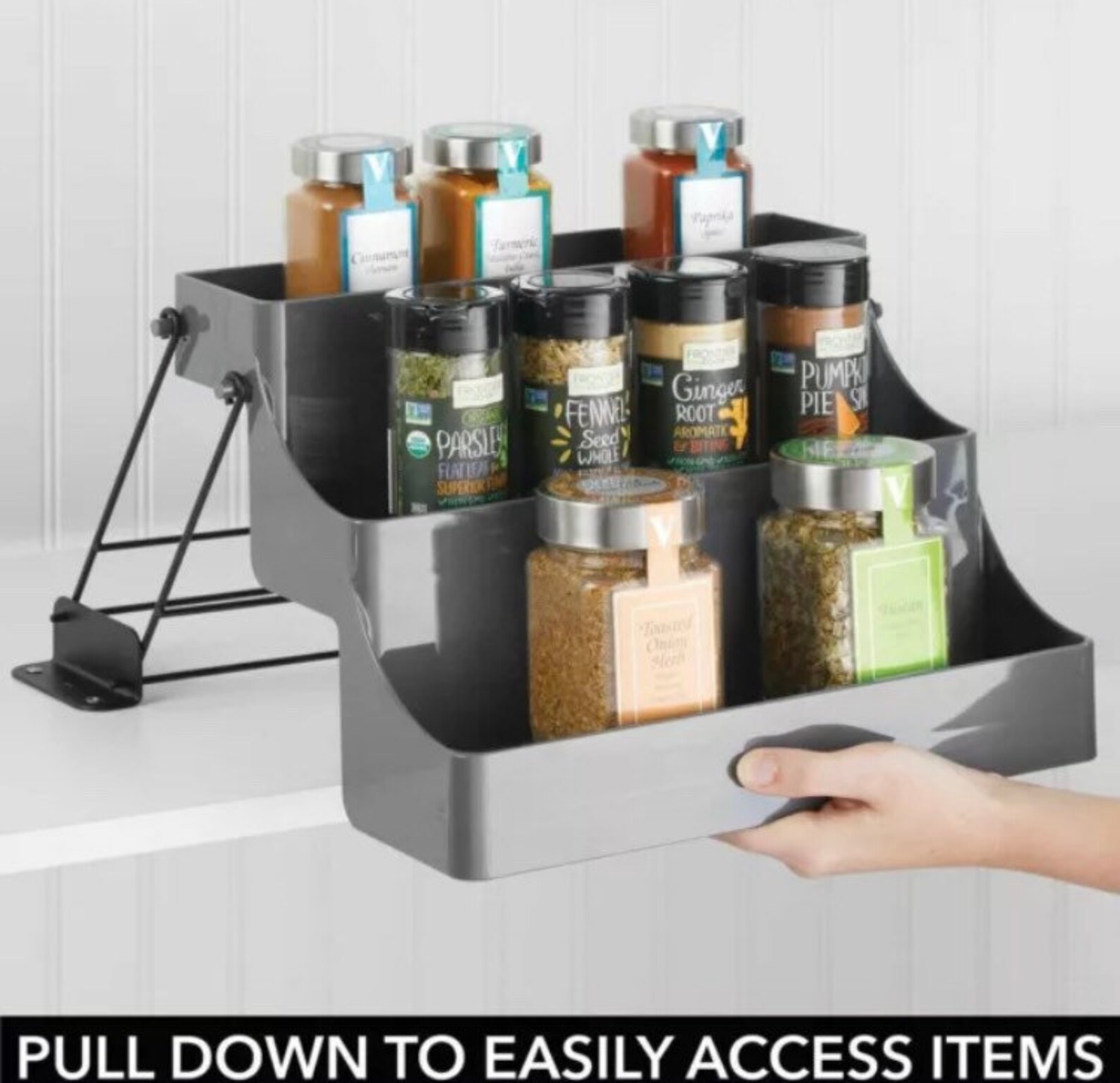 MDesign 3 Tier Pull Down Spice Rack Storage Shelf Organizer Etsy