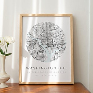 Washington DC Map Poster, Washington DC Minimalistisch, Washington DC Foto Poster, Washington dc Koordinaten Poster, Washington dc Geschenk