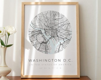 Cartel del mapa de Washington DC, minimalista de Washington DC, foto de Washington DC, cartel de Washington DC, coordenadas de Washington DC, regalo de Washington DC