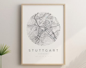 Stuttgart Map Poster, Stuttgart Minimalist, Stuttgart Poster, Stuttgart Coordinates, Stuttgart Gift, Stuttgart Photo