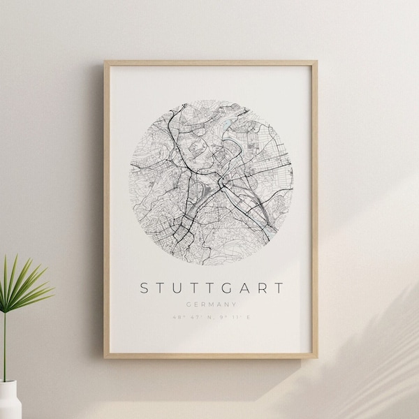 Stuttgart Map Poster, Stuttgart Minimalistisch, Stuttgart Poster, Stuttgart Koordinaten, Stuttgart Geschenk