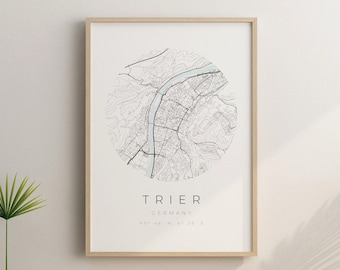 Trier Map Poster, Trier Minimalist, Trier Map, Trier Poster, Trier Coordinates, Trier Gift, Trier Print, Map Trier, Poster Trier Photo