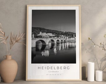 Heidelberg Print, Heidelberg Poster, Heidelberg Coordinates, Heidelberg Gift, Heidelberg Photo Poster, Heidelberg