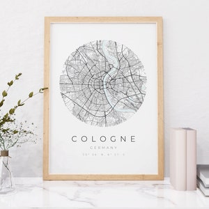 Cologne Map Poster, Cologne Minimalist, Circle Map Print, Cologne Map Print, Cologne Poster, Cologne Coordinates, Cologne Gift