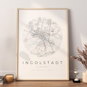 Ingolstadt Map Poster, Ingolstadt Minimalistisch, Ingolstadt Poster, Ingolstadt Koordinaten, Ingolstadt Geschenk