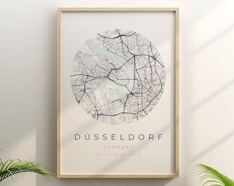 Düsseldorf Map Poster, Düsseldorf Minimalistisch, Düsseldorf Poster, Düsseldorf Koordinaten, Düsseldorf Geschenk