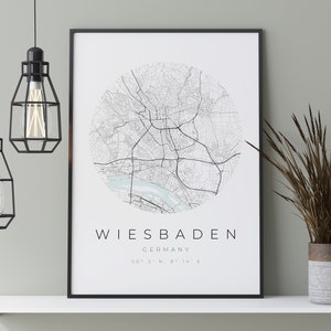 Wiesbaden Map Poster, Wiesbaden Minimalistisch, Wiesbaden Foto Poster, Wiesbaden Poster, Wiesbaden Koordinaten, Wiesbaden Geschenk
