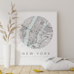 New York Map Poster, Manhattan Map Poster, New York Schwarz Weiß, New York Vintage Poster, New York Poster, New York Koordinaten