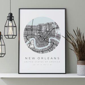 New Orleans Map Poster, New Orleans Minimalistisch, New Orleans Poster, New Orleans Koordinaten, New Orleans Geschenk, New Orleans Foto