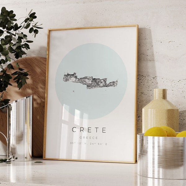 Kreta Map Poster, Kreta Minimalistisch, Kreta Poster, Kreta Koordinaten, Kreta Geschenk, Kreta Map Poster, Poster Kreta