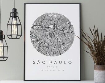 São Paulo Map Poster, São Paulo Minimalistisch, São Paulo Poster, São Paulo Koordinaten, São Paulo Geschenk, São Paulo