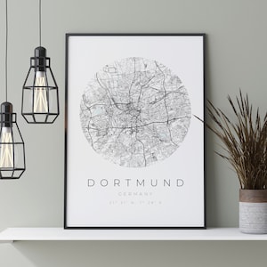 Dortmund Map Poster, Dortmund Minimalist, Dortmund Map Print, Dortmund Poster, Dortmund Coordinates, Dortmund Gift