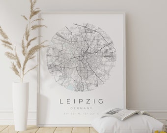 Leipzig Map Poster, Leipzig Minimalistisch, Leipzig Poster, Leipzig Koordinaten, Leipzig Geburtstagsgeschenk, Leipzig Poster