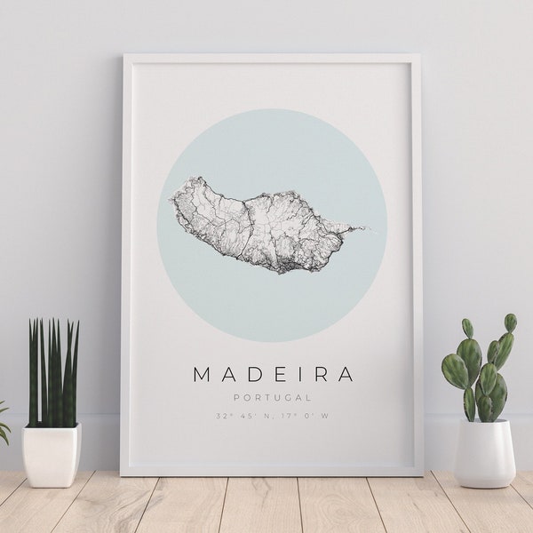 Madeira Map Poster, Madeira Minimalistisch, Madeira Poster, Madeira Koordinaten, Madeira Geschenk, Madeira Map