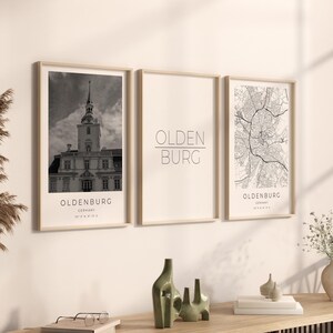 Oldenburg Poster 3er Set, Oldenburg Foto Set, Oldenburg Geschenk, Oldenburg Set, Oldenburg Map Poster, Oldenburg Bild, Oldenburg Koordinaten