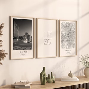 Leipzig Poster 3er Set, Leipzig Foto Set, Leipzig Geschenk, Leipzig Poster, Leipzig Map Poster, Leipzig Koordinaten, Leipzig Dekoration