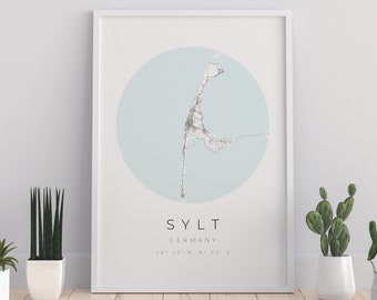 Sylt Map Poster, Sylt Karte, Sylt Poster, Sylt Koordinaten, Sylt Geschenk, Poster Sylt, Map Sylt, Sylt Druck, Sylt Foto