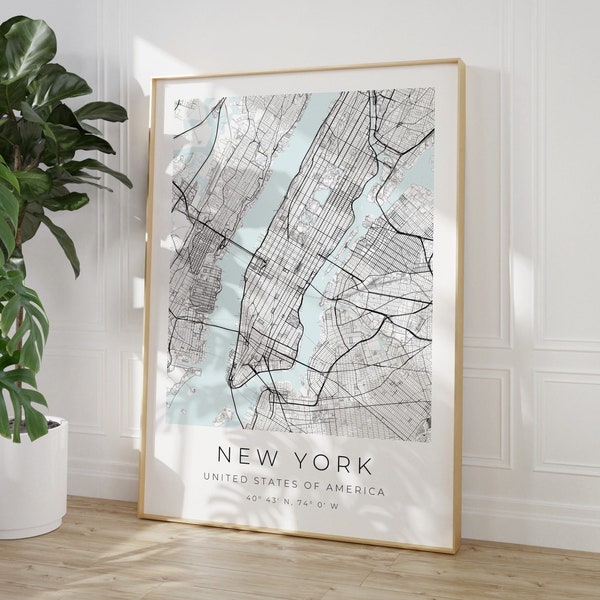 New York Map Poster, New York Minimalistisch, New York Poster, New York Koordinaten, New York Minimalistisch, New York Geburtstagsgeschenk