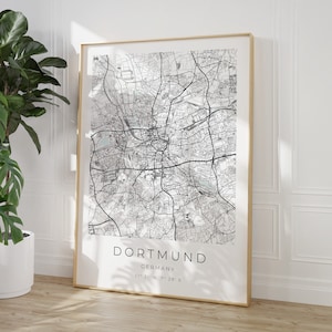 Dortmund Map Poster, Dortmund Map Print, Dortmund Vintage Print, Dortmund Poster, Dortmund Coordinates, Dortmund Minimalist