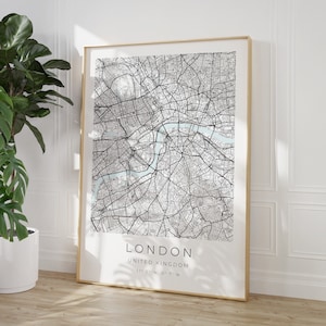 Cartel del mapa de Londres, impresión minimalista, impresión del mapa de Londres, impresión vintage de Londres, cartel de Londres, coordenadas de Londres, foto de Londres imagen 1