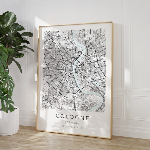 Cologne Map Print, Cologne Map Poster, Cologne Gift, Cologne Poster, Cologne Coordinates, Cologne Minimalist, Cologne Print